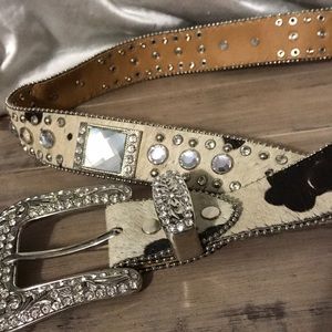 atlas Accessories - Cowhide Rhinestone Belt atlas Accessories - Cowhide Rhinestone Belt